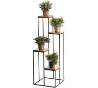 Howhomely Tabouret de fleurs en métal noir 110 cm - porte-fleurs avec 4 étagères