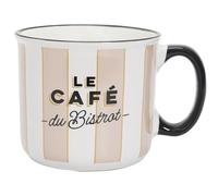 HowHomely | Tasse en céramique 450 ml rétro - Rayures blanches et beiges - Grande tasse à café au design vintage, tasse en céramique, gobelet pour café, thé, cappuccino