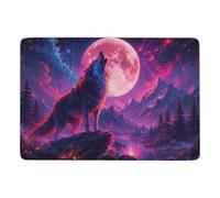 Howling Wolf Under Pink Moon Art Tapis 150 x 100 cm, Doux et Antidérapant | Idée cadeau pour amis et famille : Tapis antidérapant, avec impression par transfert thermique; pour chambre