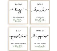 Howwii Lot de 4 impressions murales inspirantes sans cadre pour chambre à coucher, salon, bureau, salle de classe, 20,3 x 25,4 cm