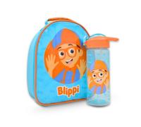 HOX 94833 Blippi Set Sac à déjeuner et bouteille d'eau avec paille à bec rabattable, polyester
