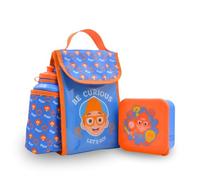 Hox Blippi Sac à déjeuner isotherme avec bouteille d'eau et boîte à déjeuner pour enfants avec pot à goûter et bouteille d'eau anti-fuite de 500 ml