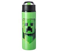 HOX Minecraft Movie Creeper Bouteille de sport isotherme en plastique sans BPA avec rabat en acier inoxydable - Anti-déversement et boucle de transport - Garde au froid pendant 24 heures et au chaud