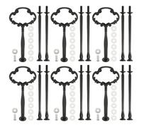 Hoypeyfiy Lot de 6 supports à gâteaux à plusieurs étages en métal noir à fleurs pour fruits et desserts pour mariages, fêtes et dîners de famille