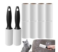 Hozaenwa Rouleau à Poils d'Animaux, Rouleau Anti Poils d'Animaux Extra Adhesif, Kit avec 2 Manches et 600 Feuilles Collantes pour Meubles, Literie, Sols, Tapis, Vêtements, Voiture