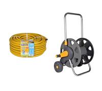 Hozelock 117037 Tuyau 50m diam 19mm Tricoflex Ultraflex & 2398R0000 Dévidoir chariot capacité 60 m sans tuyau