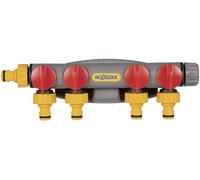 Hozelock 2150R0000 2150R0000 Distributeur deau 4 voies Ø 12 à 15 mm (1/2) avec vanne de régulation