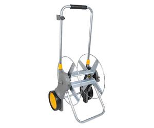 HOZELOCK - Dévidoir Chariot Pro Métal 90 M Non Équipé : Capacité Max 90 M de Tuyau Ø 12,5mm, Grandes Roues, Stable, Rangement et Mousse sur la Poignée, Livré avec 2 Raccords Plus [2460R0000]
