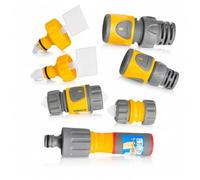 Hozelock Kit de raccords rapides pour tuyau de jardin avec buse 3 en 1 | 8 connecteurs 12-15-19 mm, avec robinet 3/4" et 1" - lance d'arrosage avec jet puissant