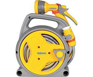 HOZELOCK - Mini Dévidoir Pico Reel 10 M : Idéal pour Patios, Balcons et Petits Jardins, Dévidoir Caréné Compact, Ré-enroulement Facile, Fournis avec 1 Pistolet Multi-Jets, Prêt à l'Emploi [2425 0000]