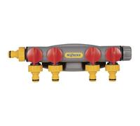 HOZELOCK - Sélecteur de Circuit d'Arrosage 4 Voies pour Robinet : Idéal pour Créer 4 Circuits sur 1 Robinet, Vanne de Débit Indépendante pour Chaque Sortie, Fournis avec Raccords x2 et Vis [2150R0000]