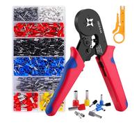 HOZKUY Kit d'outils de sertissage de virole, 0,25 à 10 mm² avec 1200 connecteurs d'extrémité de fil, AWG 23-7 auto-réglable à cliquet pour réparation électrique et sertissage de câbles
