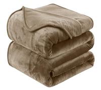 HOZY Plaid Couverture Polaire 130x150cm Brun Clair Doux et Chaude - 350GSM Couverture de Lit 2 Personnes et Plaid Canapé Flanelle - Réversible Double Face