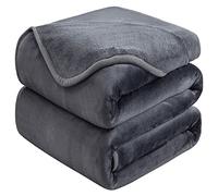 HOZY Plaid Couverture Polaire 130x150cm Gris Fonce Doux et Chaude - 350GSM Couverture de Lit et Jeté de Canapé Flanelle - Réversible Double Face