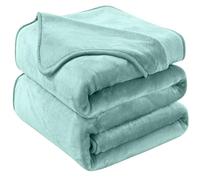 HOZY Plaid Couverture Polaire 130x150cm Menthe Verte Doux et Chaude - 350GSM Couverture de Lit 2 Personnes et Plaid Canapé Flanelle - Réversible Double Face
