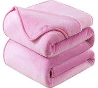 HOZY Plaid Couverture Polaire 130x150cm Rose Doux et Chaude - 350GSM Couverture de Lit et Jeté de Canapé Flanelle - Réversible Double Face