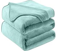 HOZY Plaid Couverture Polaire 150x200cm Menthe Verte Doux et Chaude - 350GSM Couverture de Lit 2 Personnes et Plaid Canapé Flanelle - Réversible Double Face