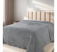 HOZY Plaid Couverture Polaire 220x240cm Cendre Grise Doux et Chaude - 350GSM Couverture de Lit 2 Personnes et Plaid Canapé Flanelle - Réversible Double Face