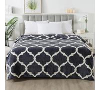 HOZY Plaid Couverture Polaire 220x240cm Gris et Blanc Doux et Chaude - 350GSM Couverture de Lit 2 Personnes et Plaid Canapé Flanelle - Réversible Double Face