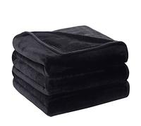 HOZY Plaid Couverture Polaire 230x270cm Noir Doux et Chaude - 350GSM Couverture de Lit et Jeté de Canapé Flanelle - Réversible Double Face