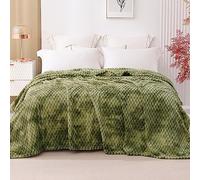 HOZY Plaid Couverture Polaire 230x270cm Olive Verte Doux et Chaude - 350GSM Couverture de Lit 2 Personnes et Plaid Canapé Flanelle - Réversible Double Face