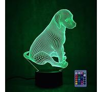 HPBN8 Ltd 3D Chien LED Lampe Art Déco Lampe lumières LED Décoration Lumière Contrôle à distance 7/16 couleurs Change Alimenté par USB Enfants Cadeau Anniversaire Noël Cadeau