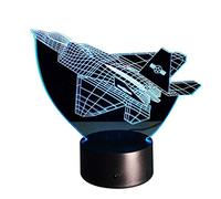 HPBN8 Ltd Illusion 3D Avion LED Lampe Art Déco Lampe Lumières LED Décoration Lampes Touch Control 7 Couleurs Change Veilleuse USB Powered Enfants Cadeau Anniversaire Noël Cadeaux