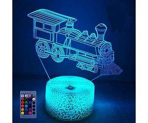 HPBN8 Ltd Illusion 3D Train LED Lampe Art Déco Lampe Lumières LED Décoration Lampes Télécommande 7/16 Couleurs Change Veilleuse Alimentation USB Enfants Cadeau Anniversaire Noël Cadeaux
