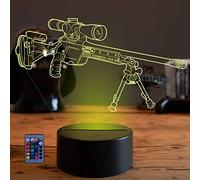 HPBN8 Ltd Illusion Optique 3D Fusil de Sniper Nuit Lampe Art Déco Lampe LED 3D Lampe Contrôle à distance 7/16 Couleurs Change Veilleuse USB Powered Cadeau Anniversaire Noël Cadeau