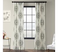 HPD Half Price Drapes Lot de 1 rideau de fenêtre occultant en coton de luxe imprimé de 274,3 cm de long (1 panneau) pour chambre à coucher et salon, 127 x 274,3 cm (l x L), motif floral cacao damassé,
