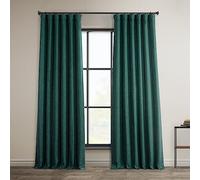 HPD Half Price Drapes Rideaux occultants en Faux Lin - 305 cm de Long - Rideaux de Luxe en Lin pour Chambre à Coucher et Salon (1 Panneau), 127 x 304 cm (l x L), Bleu Sarcelle Ardoise