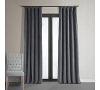 HPD Half Price Drapes Rideaux occultants thermiques en velours signature pour salon, 304,8 cm de long, 1 panneau avec passe-tringle pour fenêtre de chambre à coucher, 127 x 304,8 cm (l x L), bleu gris
