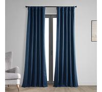 HPD Half Price Drapes Rideaux occultants Vintage pour Chambre à Coucher - 213,4 cm de Long - Tissage croisé Thermique en Lin - 1 Panneau occultant - 127 cm de Large x 213,4 cm de Long - Indigo