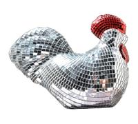 Hperu Boule à facettes, décoration de Boule Disco en Forme de Poulet 6, 7x5, 3 - Figurine Poulet Miroir réfléchissant pour décorations fête - Disco