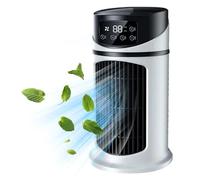 Hperu Climatiseurs portables, 9, 5 climatiseur personnel portable, ventilateur de tour sans lame à 6 vitesses avec réservoir d'eau de 300 ml, brumeuse silencieuse pour salle bain bureau