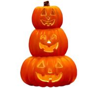 Hperu Lampe Citrouille étanche à 3 Niveaux avec Visage du Diable, décoration LED, éclairage Chaud, lumières d'halloween pour intérieur et extérieur