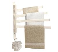 Hperu Rack de serviette montée murale, porte-serviette pivotante 180 掳 Mur en acier au carbone à 4 bras avec imperméable inférieur étanche pour la salle de bain (16)
