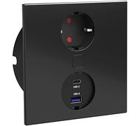 HPF prise encastrée Duplex-Q, 1 prise Schuko, + USB-Charger, noir