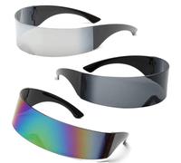 HPiano Lunettes de soleil futuristes, 3 pcs Silver Lunettes futuristes Silver Fast Rave Glasses, Fun Glasses Space Glasses Alien Glasses Set for Role Playing Halloween Glasses Set,Party