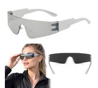 HPiano Lunettes de Soleil futuristes, Silver Lunettes futuristes Silver Fast Rave Glasses, Fun Space Glasses Alien Glasses Set for Role Playing Halloween Glasses Set,Party, Fun Glasses Role Playing