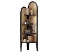 HPIRFYE Bibliothèque D’Angle,Étagère Ouverte en Bambou Autoportante | Étagère d'angle en rotin,meuble déco vintage,Grand Meuble en L pour Rangement de Petits Espaces(Nero)