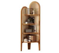 HPIRFYE Bibliothèque D’Angle,Étagère Ouverte en Bambou Autoportante | Étagère d'angle en rotin,meuble déco vintage,Grand Meuble en L pour Rangement de Petits Espaces(Giallo)