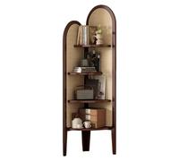 HPIRFYE Bibliothèque D’Angle,Étagère Ouverte en Bambou Autoportante | Étagère d'angle en rotin,meuble déco vintage,Grand Meuble en L pour Rangement de Petits Espaces(Brown)