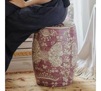 HPIRFYE Ceramic Garden Stool,Outdoor Side Table with Chinoiserie Pattern, | Waterproof Decorative Stool for Patio, Garden & Living Room, Ceramic Drum Stool for Indoor/Outdoor Use, Versatile Plant Stand