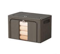 HpLive Boîte de rangement pliable 66/100 l en tissu Oxford imperméable avec cadre en acier robuste et fenêtre transparente (bandes noires 100 l)