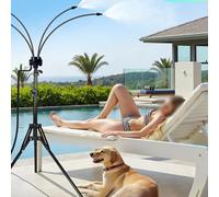 HpLive Buse de pulvérisation réglable, système de pulvérisation, arroseur sur pied, refroidisseur de brume de jardin pour extérieur, bras rotatif à 360°, cadre triangulaire stable, tuyau de 8 mètres