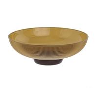 HpLive Corbeille à fruits, élégante, en verre, 25 x 25 x 8 cm, en plastique de qualité supérieure, avec pied stable et design moderne, jaune
