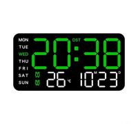 HpLive Horloge murale numérique, réveil radio-piloté numérique LED avec affichage de la température, de la date et du jour de la semaine, montage sur table et mural, câble USB (E)