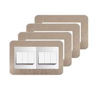 HpLive Lot de 4 cadres de prise double, cache d'interrupteur, ajustement précis pour interrupteur britannique, autocollant, sans outils, design moderne avec bords arrondis (or brossé)