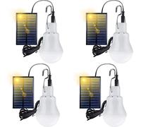HpLive Lot de 4 lampes solaires LED rechargeables avec panneau solaire pour intérieur et extérieur, randonnée, camping, tente, pêche, éclairage 110 lm-3,6 V